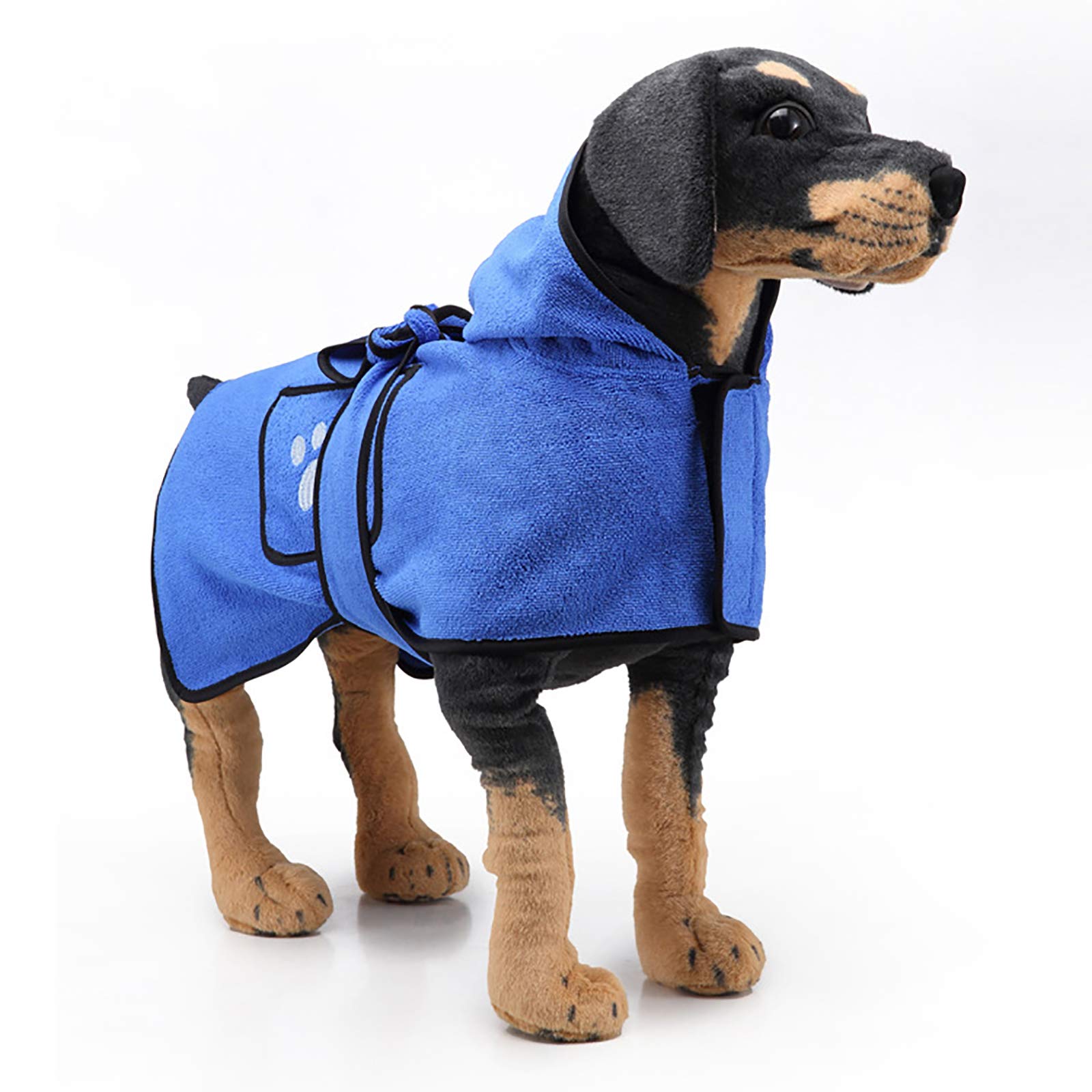 Manteaux De Séchage pour Chiens,Sac De Peignoir pour Chien Serviettes Chiot en Microfibre Réglable Serviette De Peignoir pour Chien De Compagnie Super Absorbante,Bleu,S
