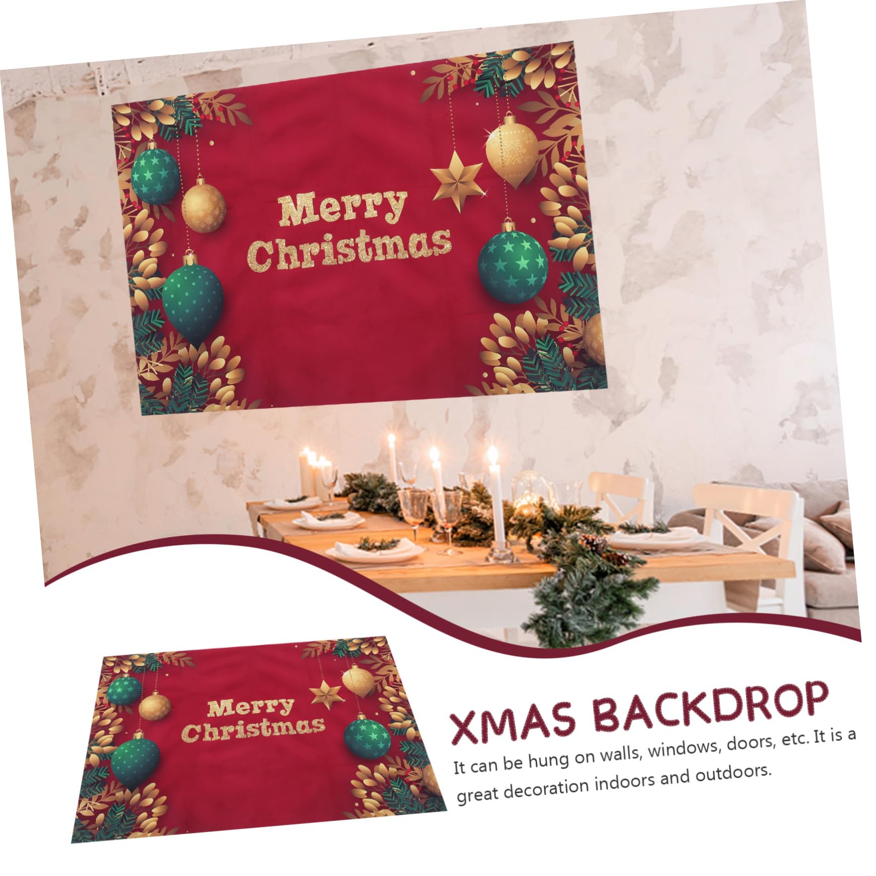 HOMSFOU 5pezzi Sfondo Natalizio Decorativo Per Fotografia Striscione Da Parete Con Atmosfera Festiva Per Decorazioni Domestiche e Feste Di Natale