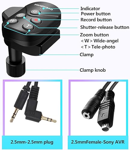 Miniatura 7 de Controlador de zoom de control remoto de videocámara compatible con LANC o conector remoto (0.098in) para Canon XA50 XA55 XA40 XF405 G60 G50 G40 G30