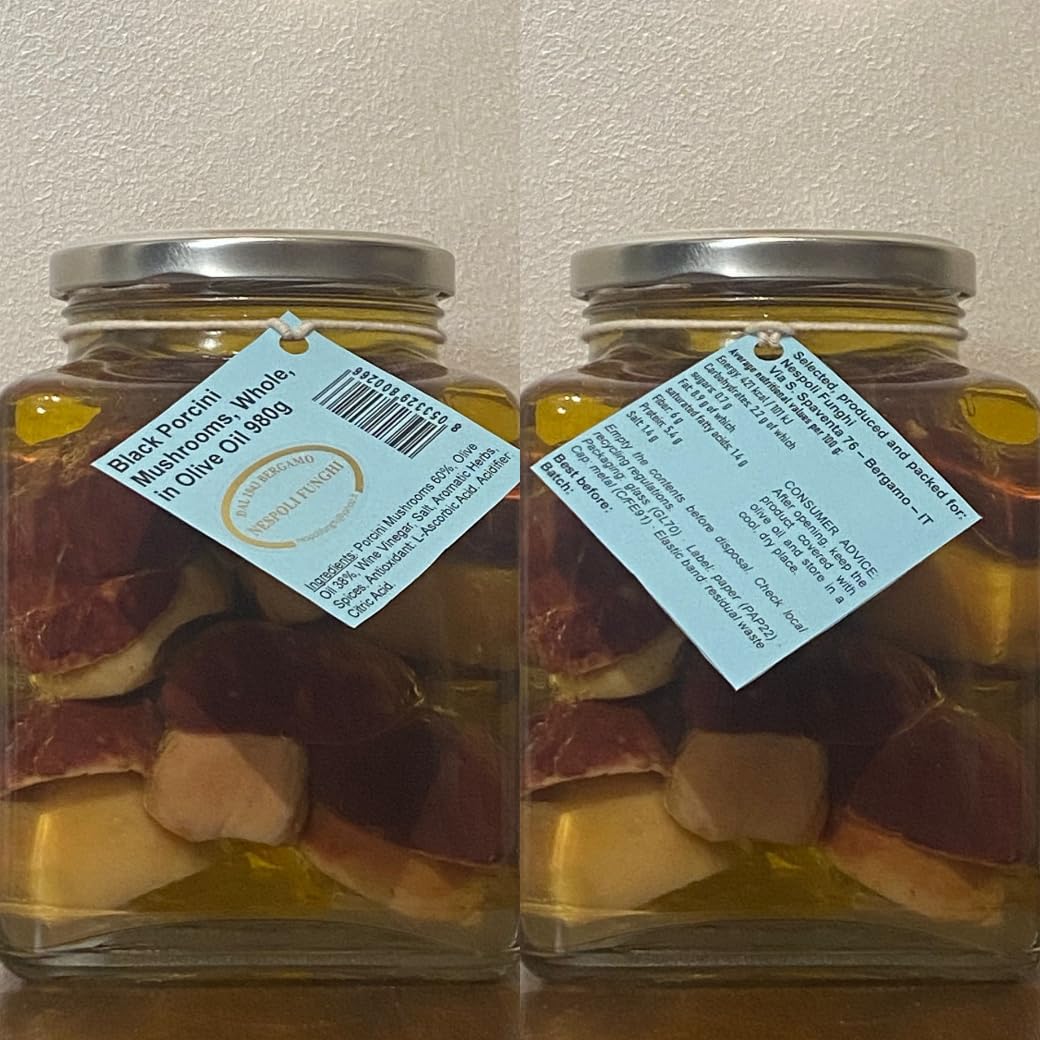 Ganze Steinpilze „Testa Nera“ in Olivenöl – 980 g – Italienische Feinkost im Glas – Nespoli Funghi