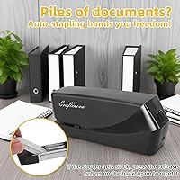 Vista 9 de Engrapadora eléctrica, automática, incluye 2000 grapas y 1 removedor de grapas, resistente puede almacenar 210 grapas, grapadora alimentada por CA