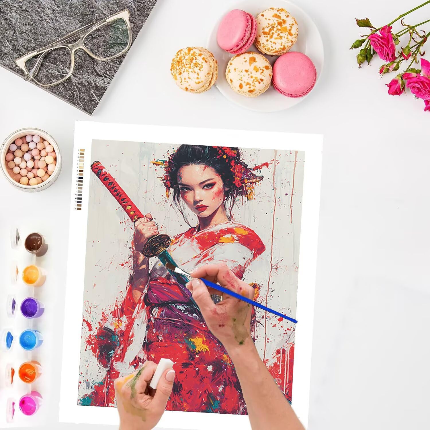 WEISHIWE Dipingere con i Numeri Adulti Geisha e katana, 80x100cm s-1059