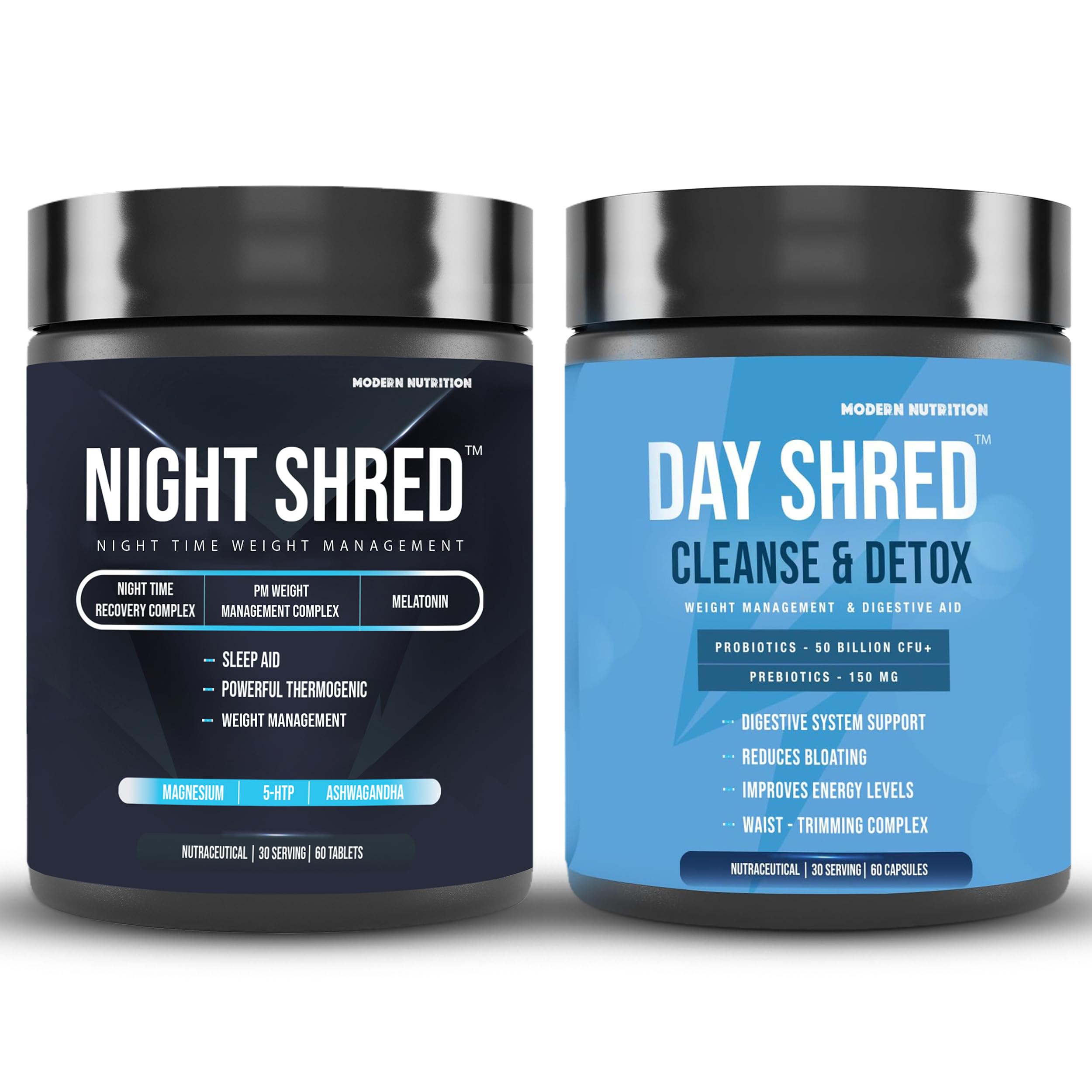 Day Shred Detox & Cleanse & Night Shred | Support Weight Management For Men Women | Metabolic Support | 120 Tab