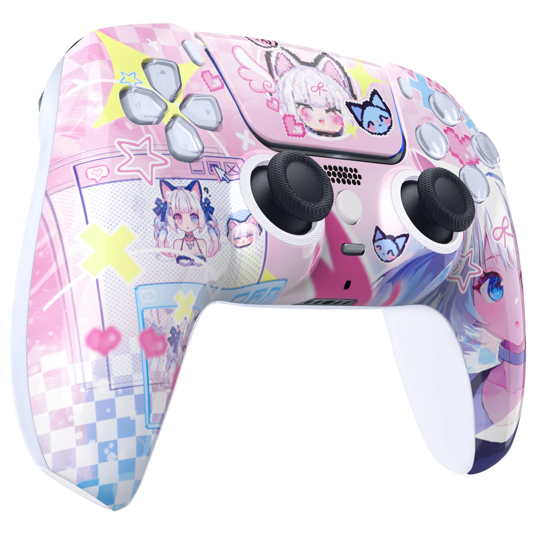 eXtremeRate Luna Cover per ps5 Controller,Shell Frontale Touchpad Ricambio,Scocca Ridisegnata&Anelli per ps5 Joystick BDM 010/020/030/040/050, MeWoow