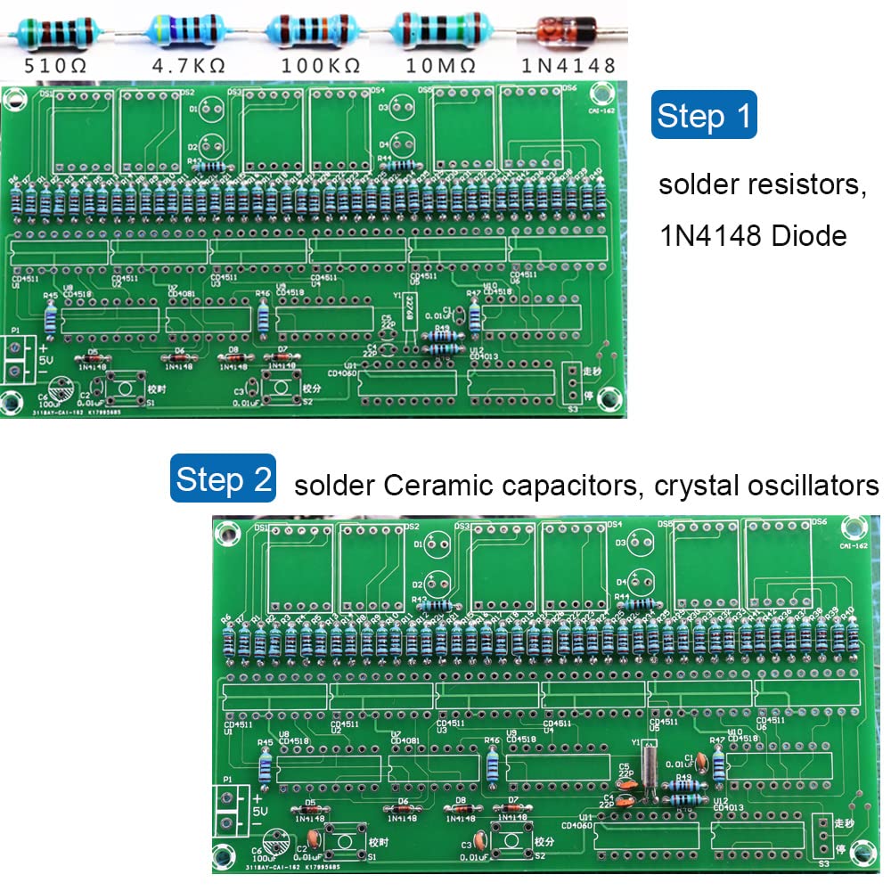 DIY Elektronische Uhr kit 6 bit Digital Schaltung Uhr Löten kit Geschicklichkeit Wettbewerb Trainingsmaterialien für Erwachsene