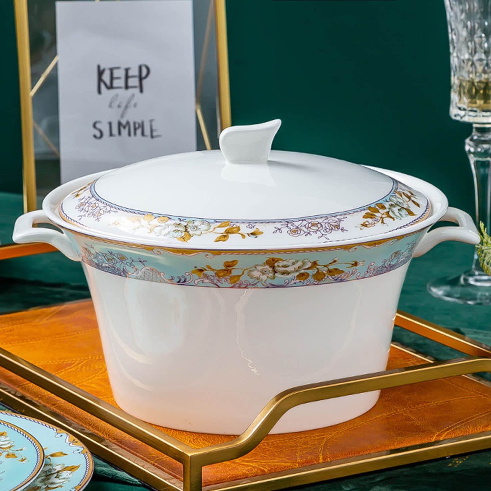 Zestaw Obiadowy, 60-Częściowy Zestaw Naczyń Obiadowych Z Porcelany Kostnej Dla 10 Osób, Komplet Obiadowy, Elegancka Zastawa Stołowa, Można Myć W Zmywarce, Seria Kwiatowa