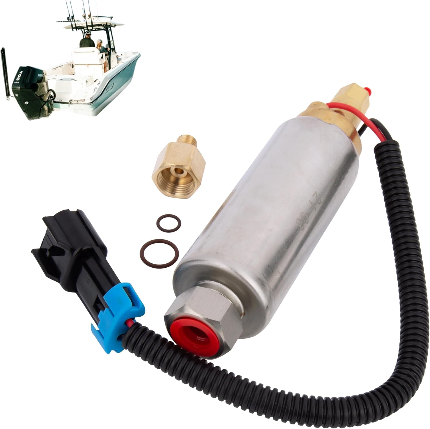 861155A3 Electric Low Pressure Fuel Pump, Replacement for Mercury Mercruiser 4.3L 5.0L 5.7L V6 V8 Carburetor Engines,Replaces 935432 18-8868 861155-2 861155-4 With Gasket