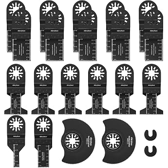 Multitool Saw Blades 20-Piece Kit Oscillating Tool Accessories Oscillating Saw Blade Set Wood Plastic Metal Multifunctional Tool for Fine Multimaster Black & Decker Ryobi Milwaukee Worx