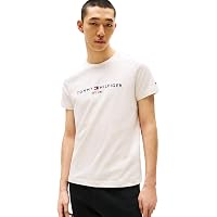 Tommy Hilfiger Uomo T-Shirt Maniche Corte Slim Fit, Beige (Heathered Oatmilk)