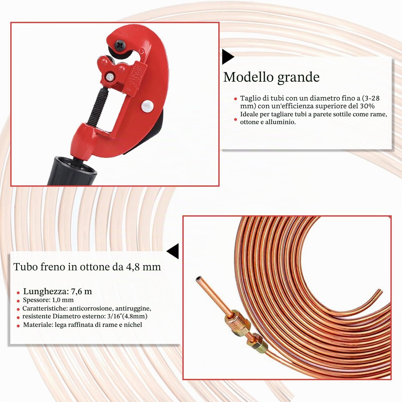 Bobina tubi freno 25 piedi Strumento a doppia svasatura Accessori riparazione linea freni auto