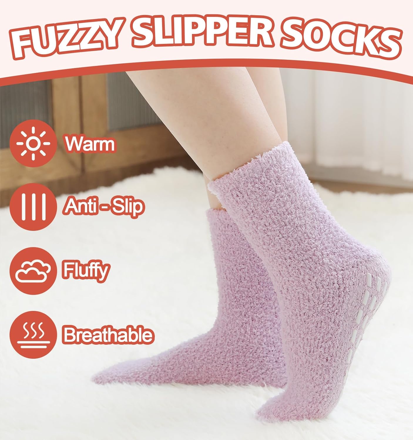 Slipper Socks for Women Men Grip Hospital Socks with Grips Fuzzy Non Slip Warm Womens Gifts - Image 4