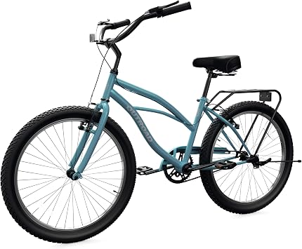 Crownland Womens Beach Cruiser Bike Comfort Bike, 24 & 26 Inch Ladies Bicycle with Adjustable Seat, Dual V-Brakes for Adult City Commuting