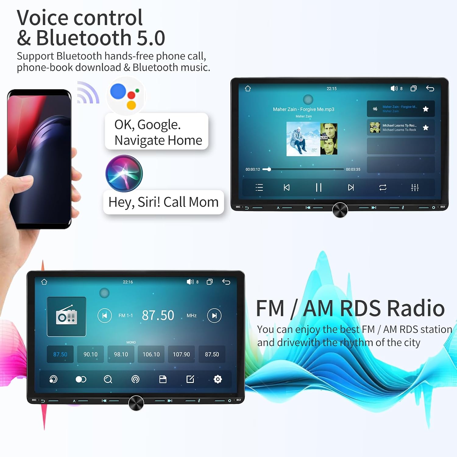 Car Radio for Toyota Sienna 2011-2014 Stereo Replacement with Wireless CarPlay/Android Auto 10.1 inch Touch Screen Head Unit Android 14.0 Bluetooth/WiFi/DSP/GPS/SWC/FM Radio Backup Camera Support JBL