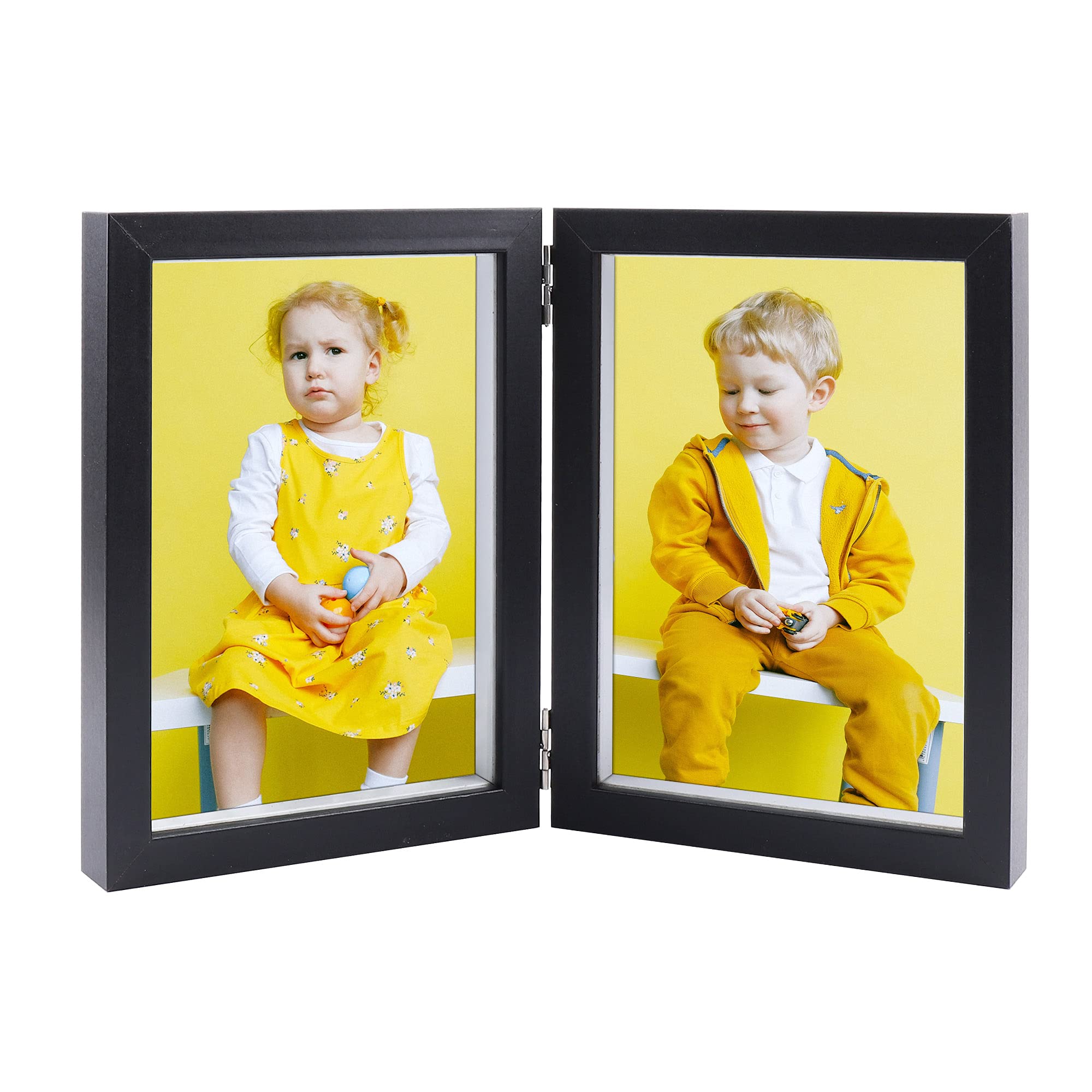Buy AVEAX 5x7 Double Picture Frame Hinged Folding Frame for Desktop Decoration with Glass Front