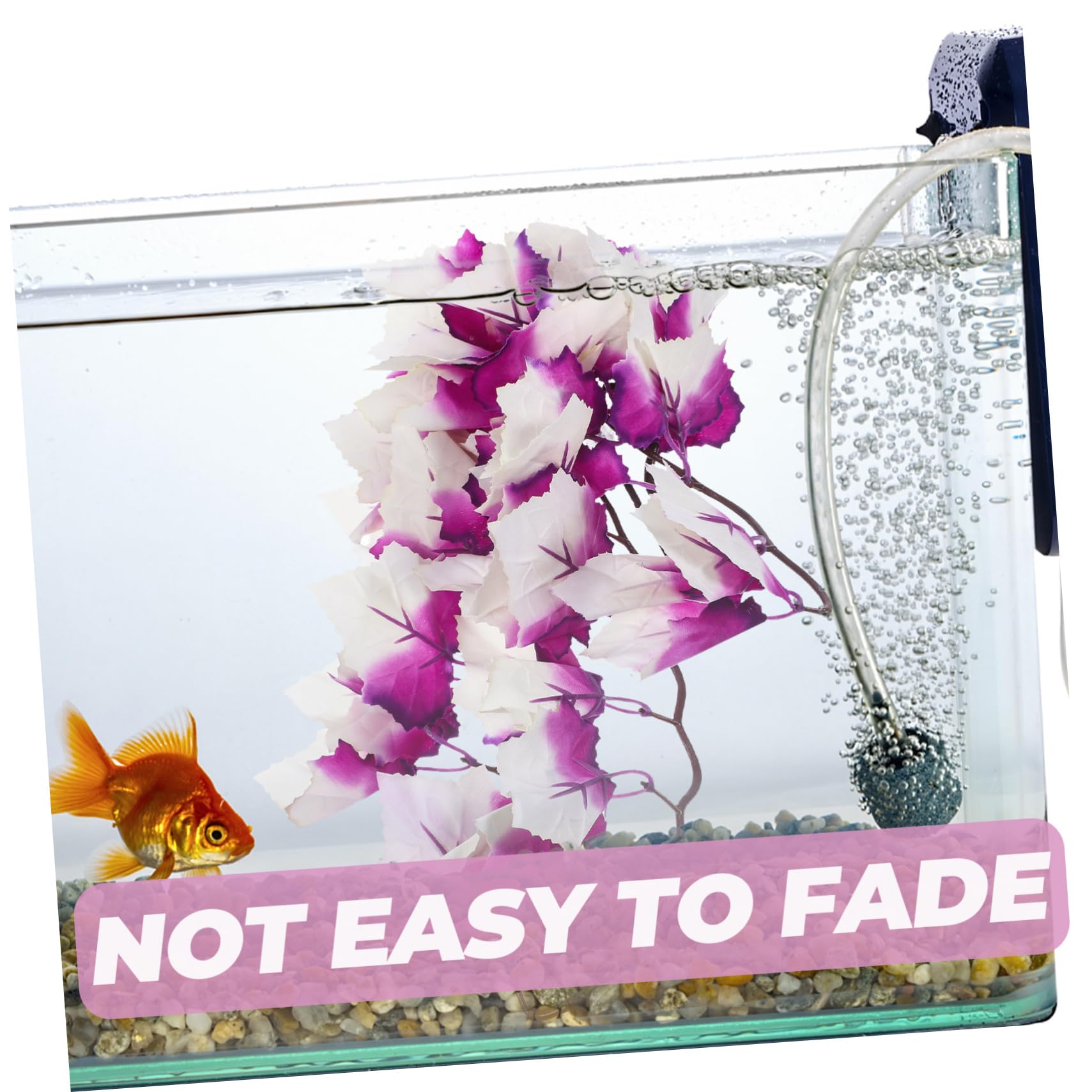 Mikinona Lifelike Rattan Artificial Water Plants for Aquarium Decoration Realistic Fish Tank Plants Safe for Fresh and Salt Water Easy to Clean Rattan Ornament Purple - Image 4