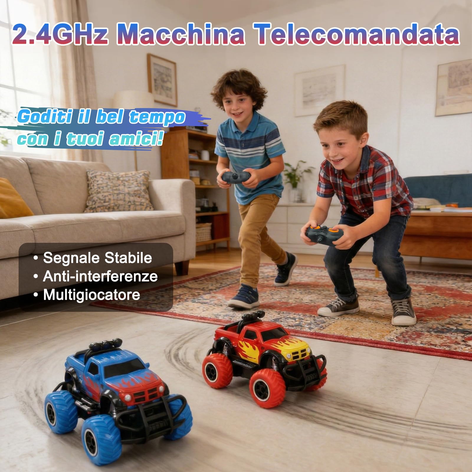 Pup Go Mini Monster Truck Auto RC per Bambini 3-8 Anni, Regalo per Ragazzo | Macchina Telecomandata Veloci Fuoristrada, Macchinina Radiocomandata Elettriche, Giocattolo Regalo Compleanno per Bambino Blu