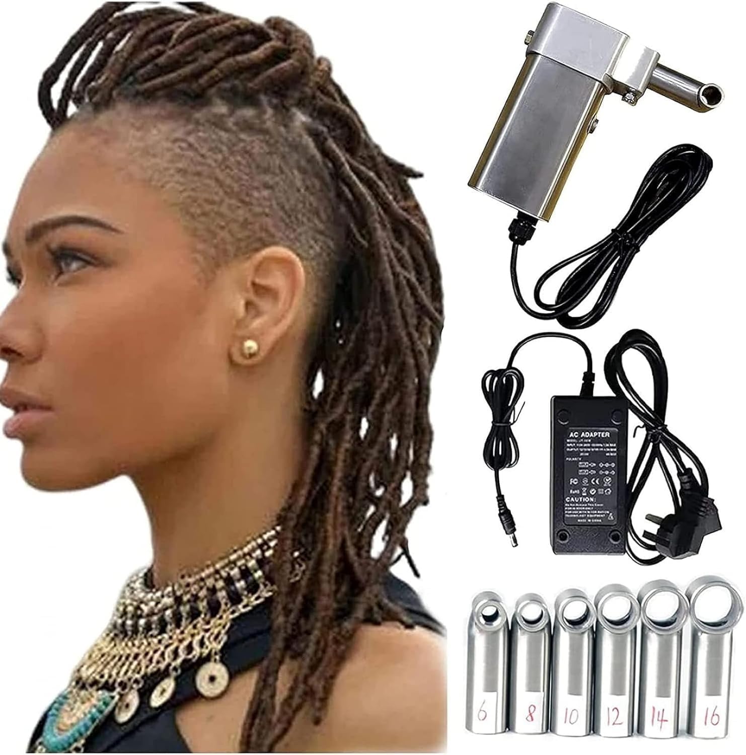EPANO LXXW Máquina de rastas Máquina for Hacer rastas instantáneas, Herramienta eléctrica portátil for rastas, máquina trenzadora de Ganchillo de 6-16mm para Trenzas Sintéticas/Reparadoras(10mm)