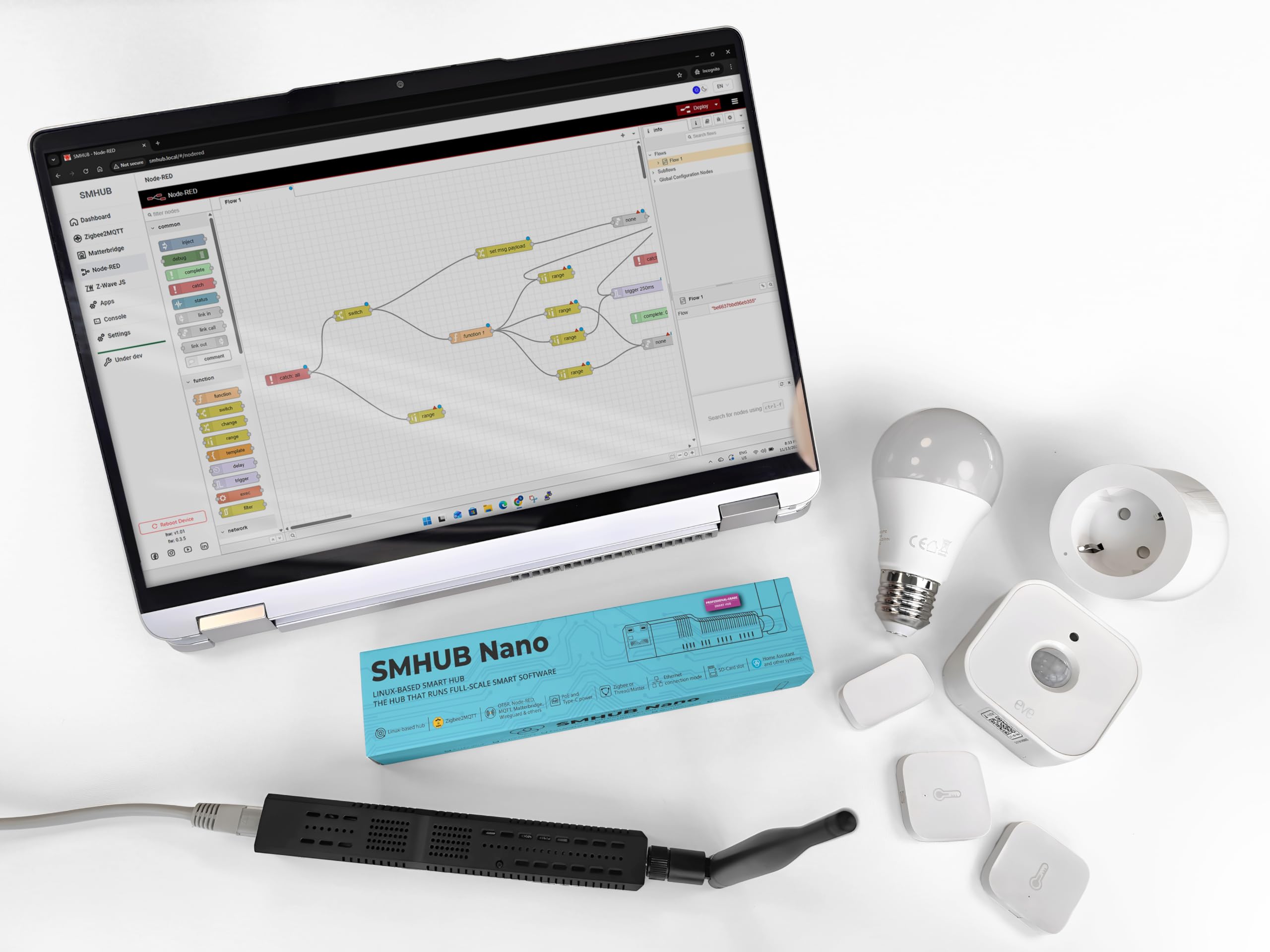 SMHUB Nano MG24 Intelligent Compact Multiprotokoll Smart Home Hub basierend auf Linux mit Automatisierungen (SMHUB Nano MG24)