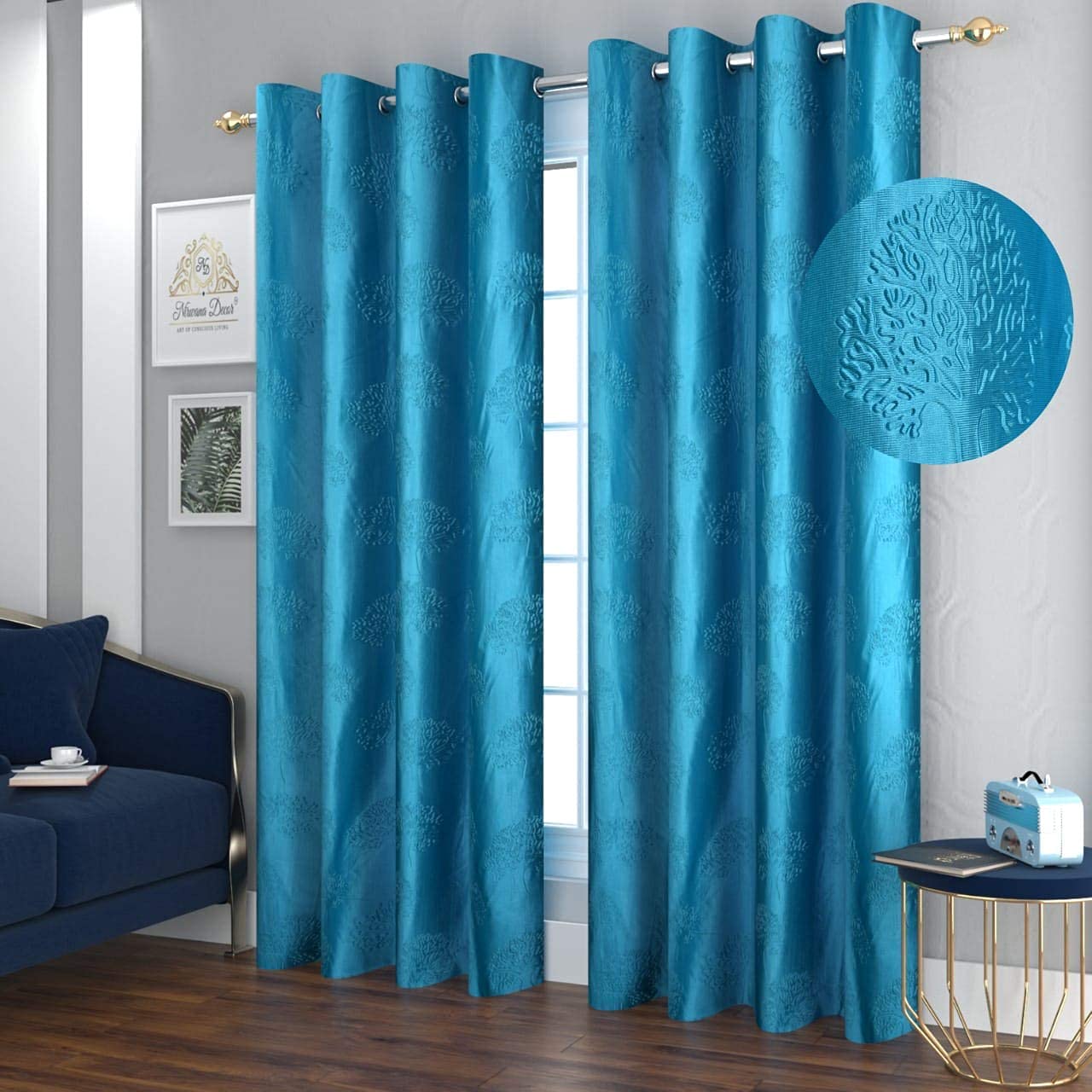 Korano Room Darkening Door Curtains for Bedroom Living Room 1 Panel Set with Grommets for Home Office Decor Thermal Insulated Drapes for Dining Room, 4x7 Feet, Seablue