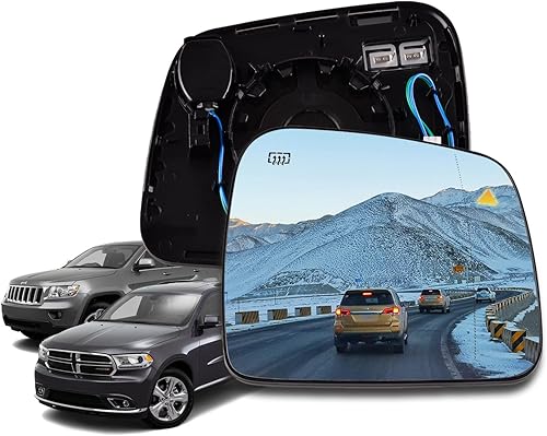 GrteRokky Espejo lateral del pasajero compatible con Jeep Grand Cherokee 2011-2021 Dodge Durango 2014-2019 Espejo retrovisor calefactable delantero