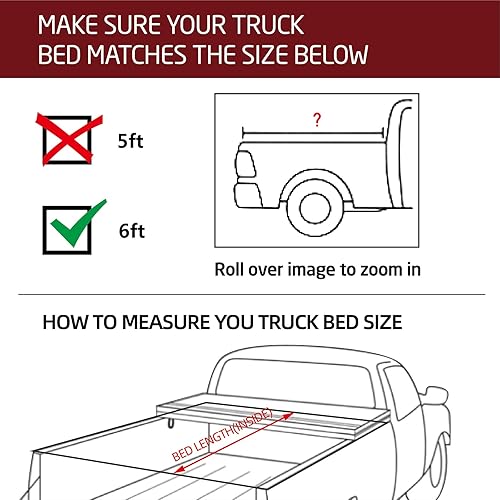 Miniatura 2 de Kikito Cubierta tonneau suave de tres pliegues para camioneta Ranger 1993-2004 con plataforma de 6 pies (72 pulgadas)