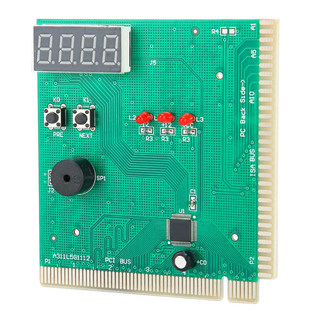 4-Digit Card PC Analyzer Computer Diagnostic Motherboard Post Tester for PCI & ISA, Multifunctional Accessory for Home Use