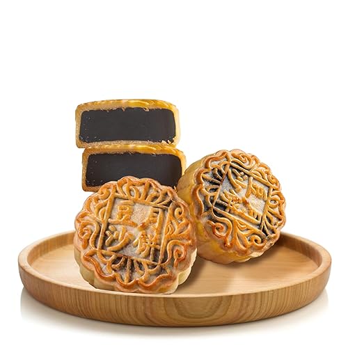 Vista 20 de KWOLYKIM 2 unidades de pasta de loto y pasta de frijoles rojos, pastel de luna tradicional chino postre tradicional de mediados de otoño, pastel