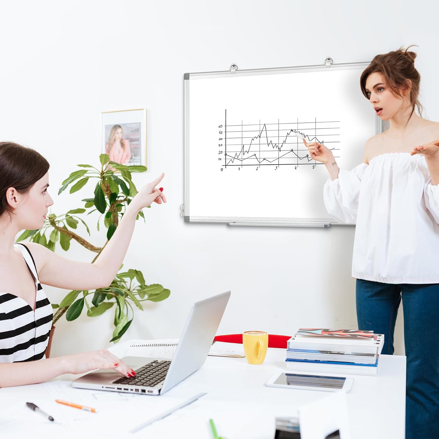 Double-Sided Magnetic White Board, 20"x30" Dry Erase Whiteboard for Wall with Aluminum Frame Presentation Board for School, Office and Home