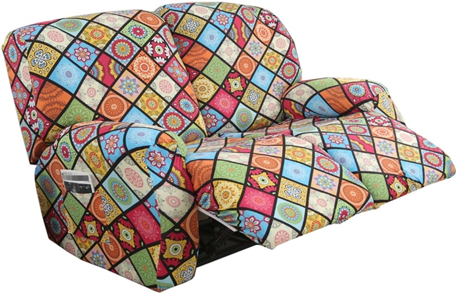 Copripoltrona Relax Reclinabile Copripoltrona 1/2/3 Posto Elasticizzato Relax Universale con Tasche 4/6/8-Pezzi Fodere per Poltrona Relax Lavabile Rimovibile Coprisedile ( Color : #1 , Size : 2 people