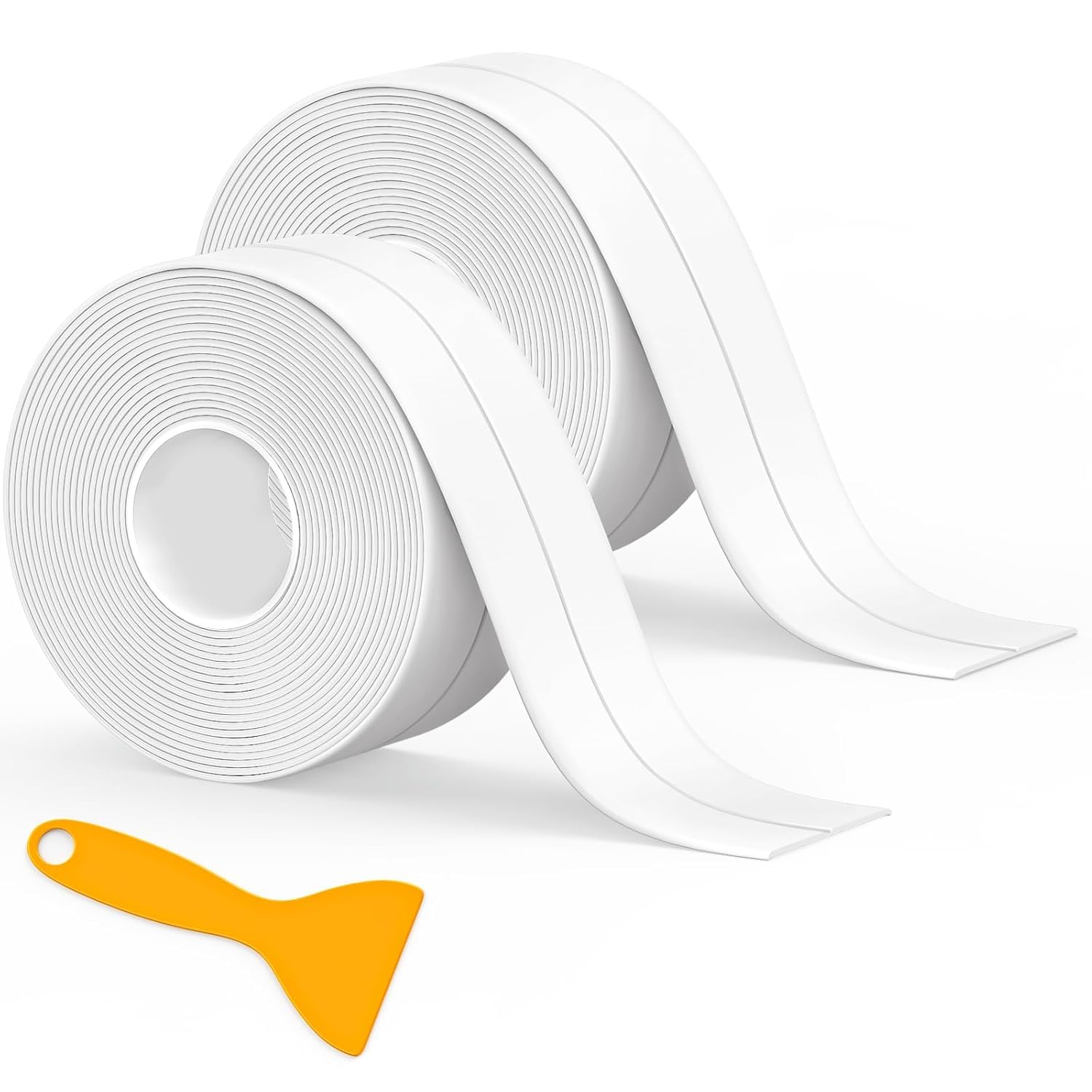 SUNIVIAM Self Adhesive Waterproof Toilet Caulk Tape 3.8cm x 3.2m White | PVC Gap Sealing Strip for Toilet Base, Bathroom Tub, Kitchen Sink & Wall Corners | Leak Proof tape (2)-image-10