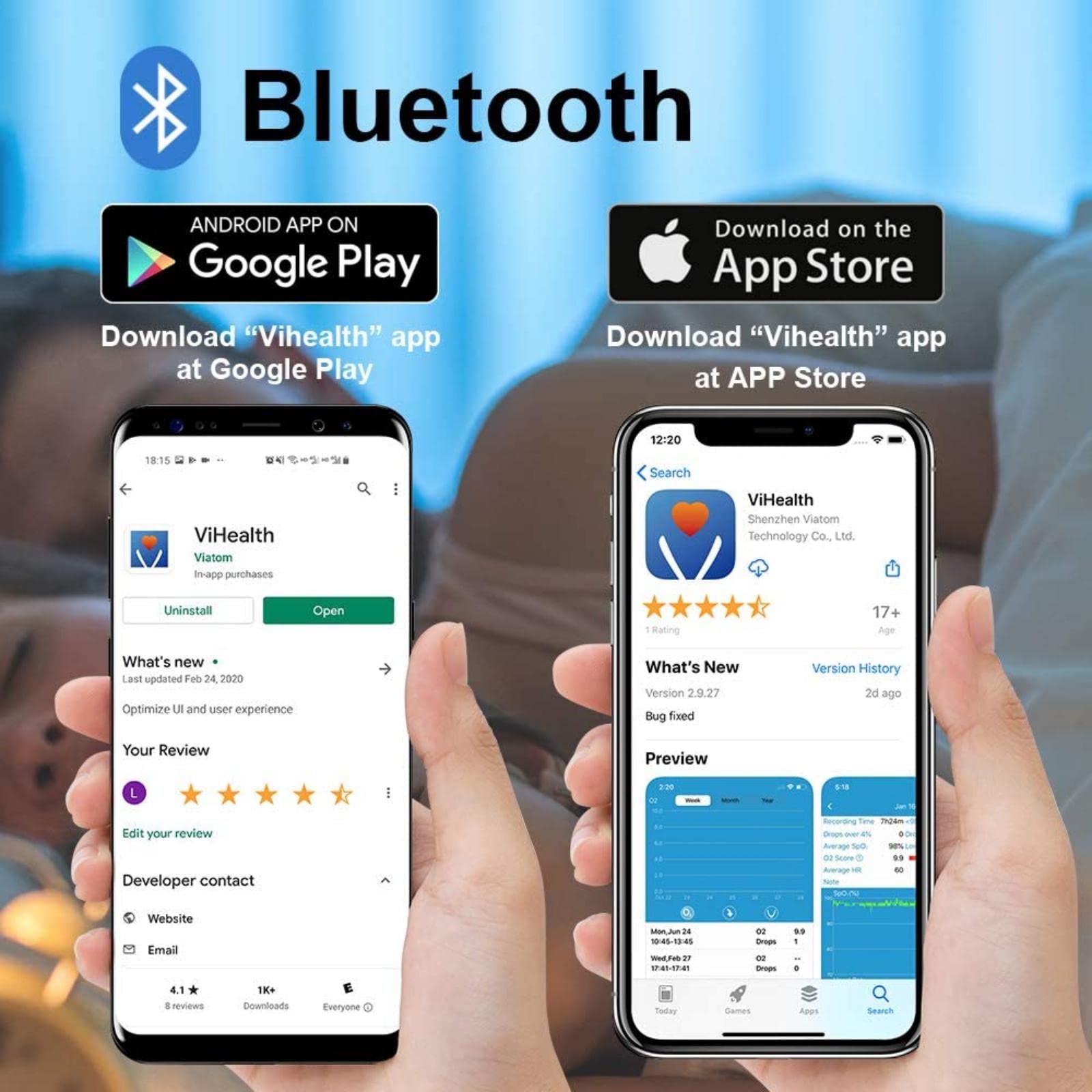 Bluetooth Pulsoximeter, Sauerstoffsättigung Messgerät, Überwachung des Sauerstoffs, SP O2 und Herzfrequenzmesser, Monitor für Fingerspitzen mit App, Tragbar und leicht mit Batterien, Weiß