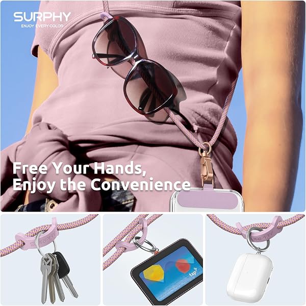 SURPHY Mobile Phone Wrist Lanyard, Universal Patch*2, Adjustable Two-Tone Phone Lanyard, Suitable for iPhone/Samsung/Xiaomi/Redmi and Any Smartphone Cases - 3
