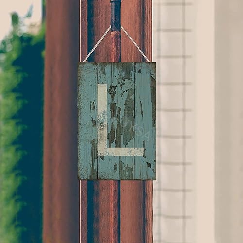 Vista 468 de Letrero colgante de madera con letra A, letrero de madera, decoración del hogar, 26 letras del alfabeto de metal, placa de madera, decoración