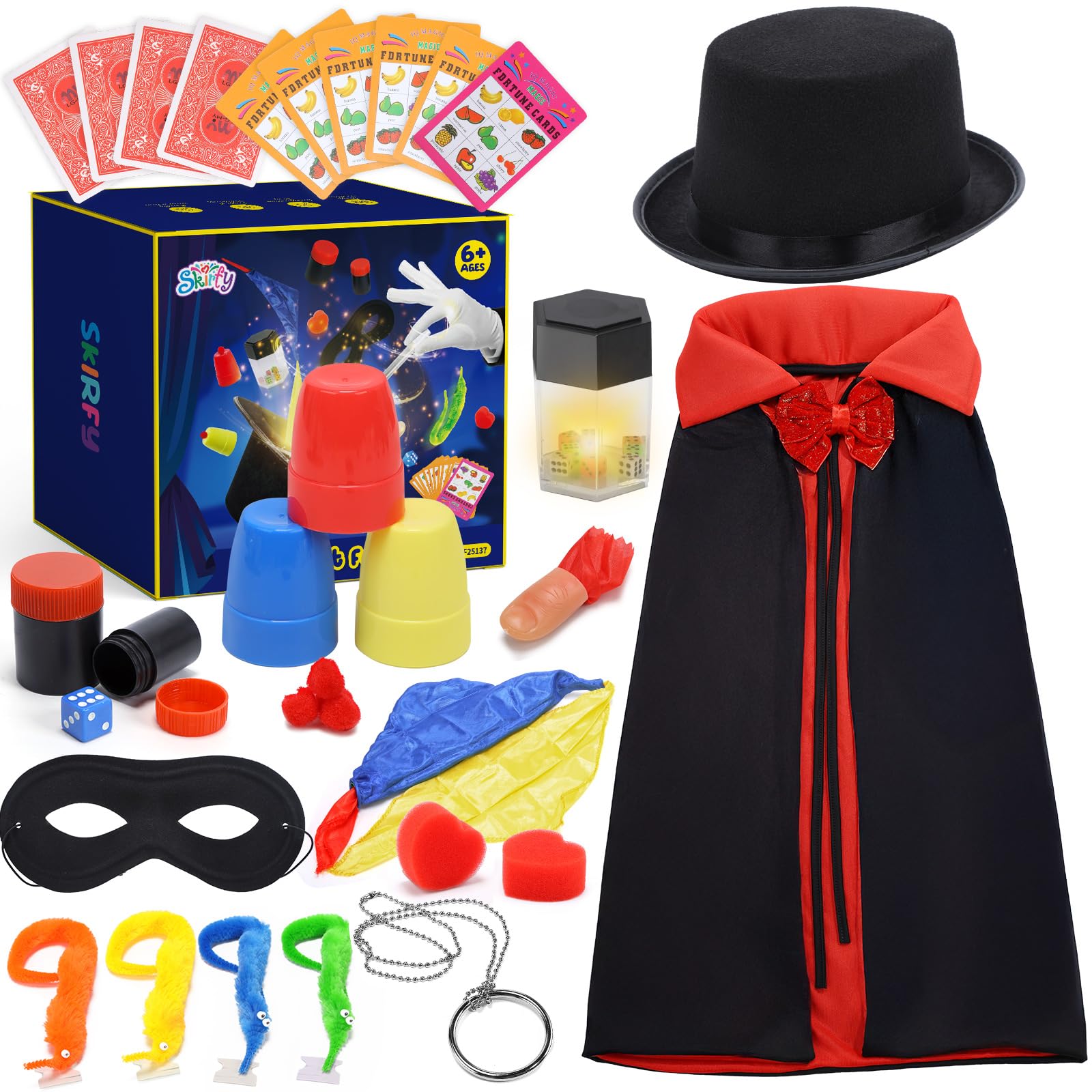 Kit de mago, disfraz de mago para juegos de simulación, trucos de magia para niños de 6 a 8 años, juego de magia para principiantes, regalo de cumpleaños para niños y niñas, 6, 7, 8, 9, 10, 11