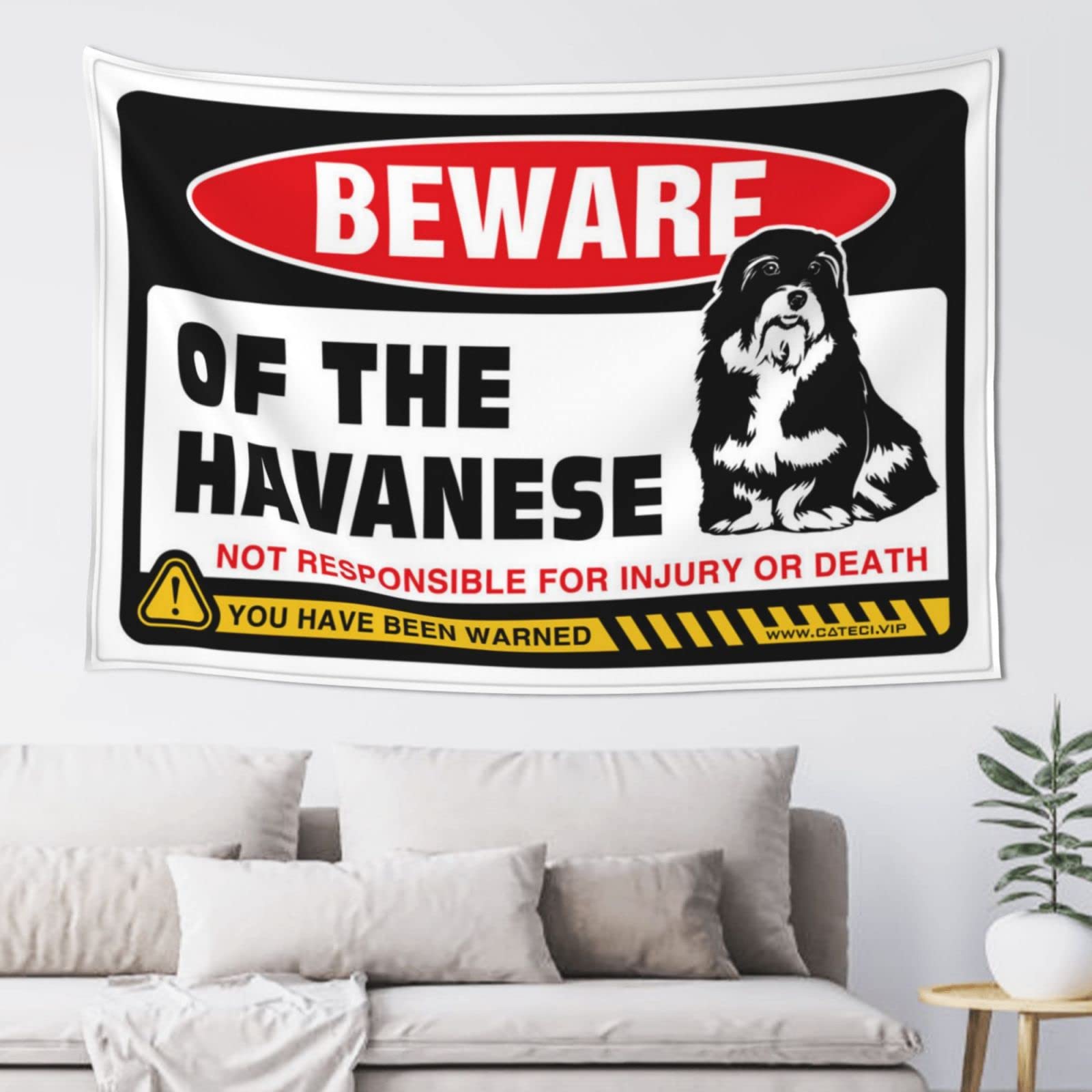 PRAVOXI Bar Accessories Man Cave Beware Of Havanese Tapestry Funny Home Decor Hanging Wall Decor(100X150CM)