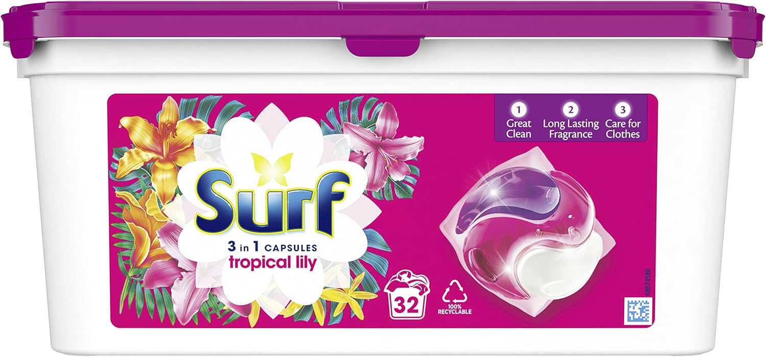 Surf Tropical Lily 3 in 1 capsules with long lasting fragrance Washing