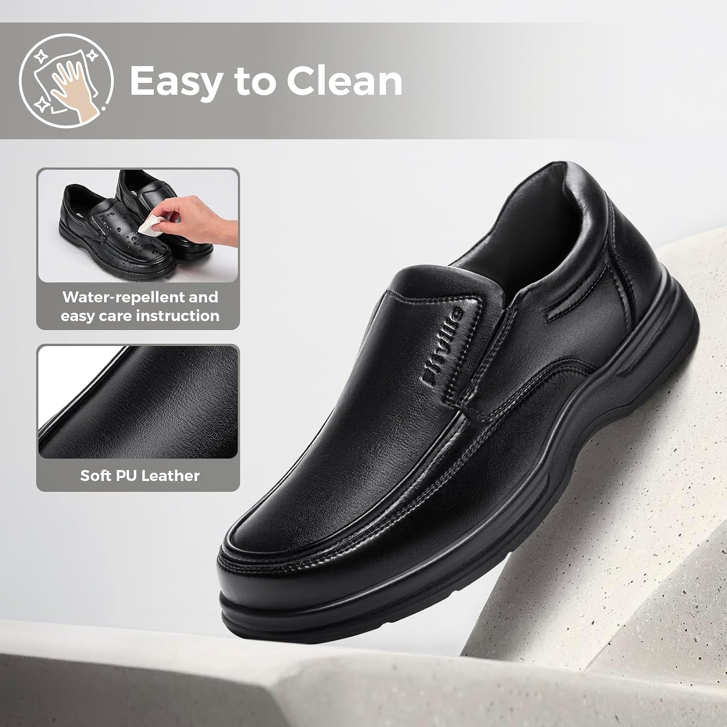 FitVille Men's Extra Wide Slip-on Loafers Lightweight Classic Business Dress Shoes Comfortable Formal Shoes with Arch Support & Wide Toe Box