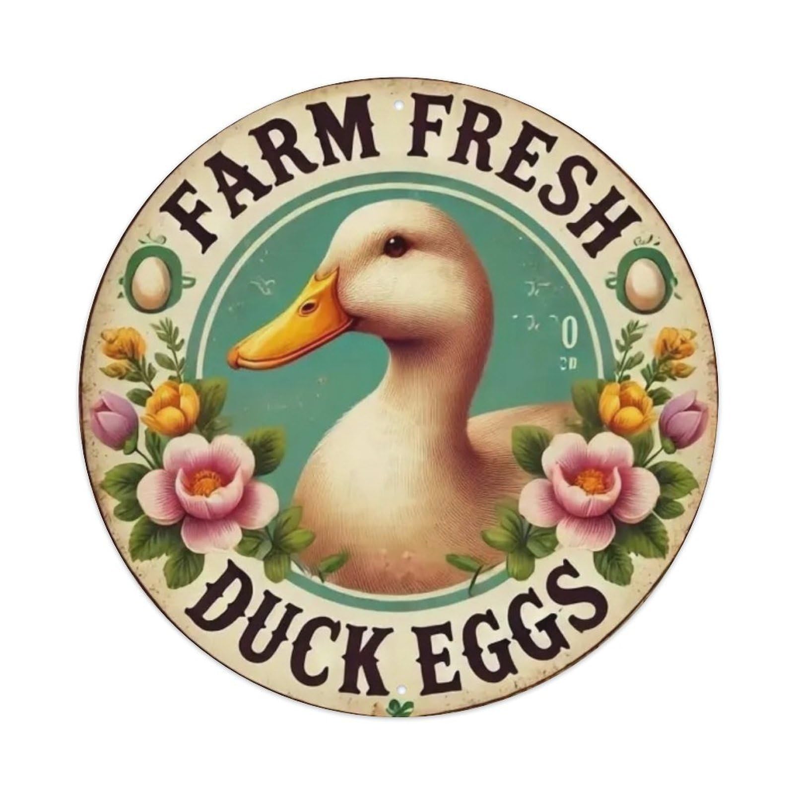 Igtefte Vintage Farm Fresh Duck Eggs Tin Sign Style Home Bar Garden Wall Plaque Decor Metal Poster 8X8 Inch