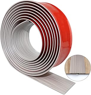 Floor Transition Strip 2" Self Adhesive Flat Vinyl Flooring Transitions Strip with Strong Backing Wood Grain (5cm, 10FT, Grey Wood Grain)