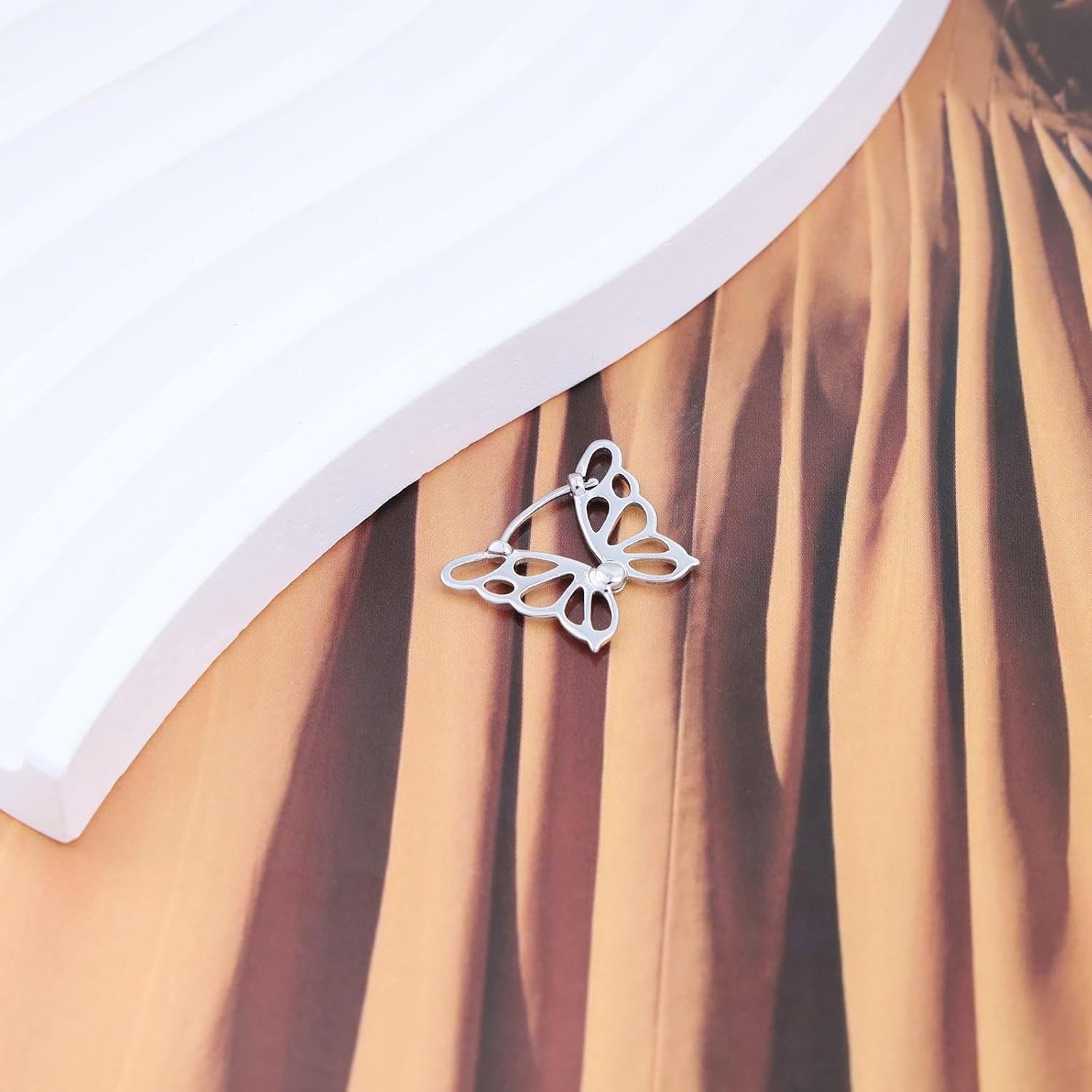 Boho Filigree Butterfly Earrings Silver Butterfly Cuff Stud Earrings Hollow Butterfly Hoop Earrings Minimalist Silver Earrings Jewelry for Women - Image 7