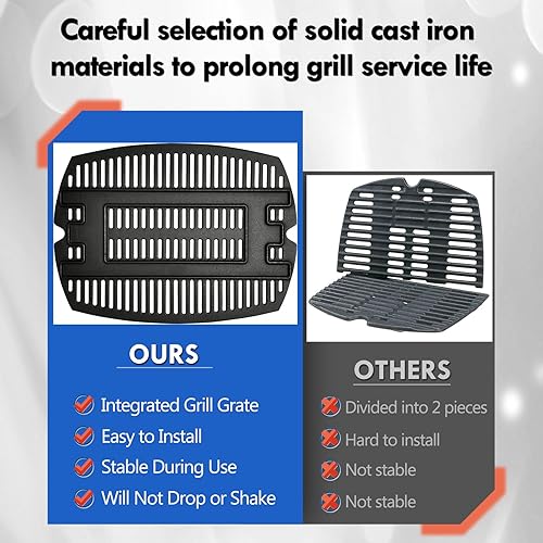 Miniatura 2 de 7644 7582 Rejillas de parrilla Piezas de repuesto para Weber Q100 Q1000 Series Parts Weber Baby Q Rejilla de hierro fundido Q120 Q1200 Q1400