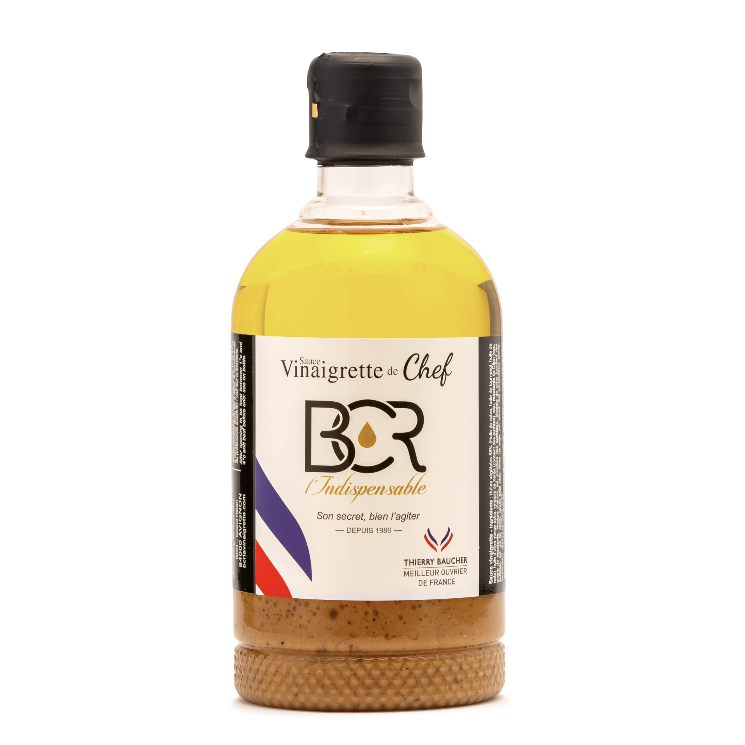 BCR - La Vinaigrette de Chef par le MOF Thierry Baucher - Bouteille de 500 ml - Exhausteur de goûts par excellence, cette vinaigrette gastronomique accompagne salade, viande, poisson et autres mets