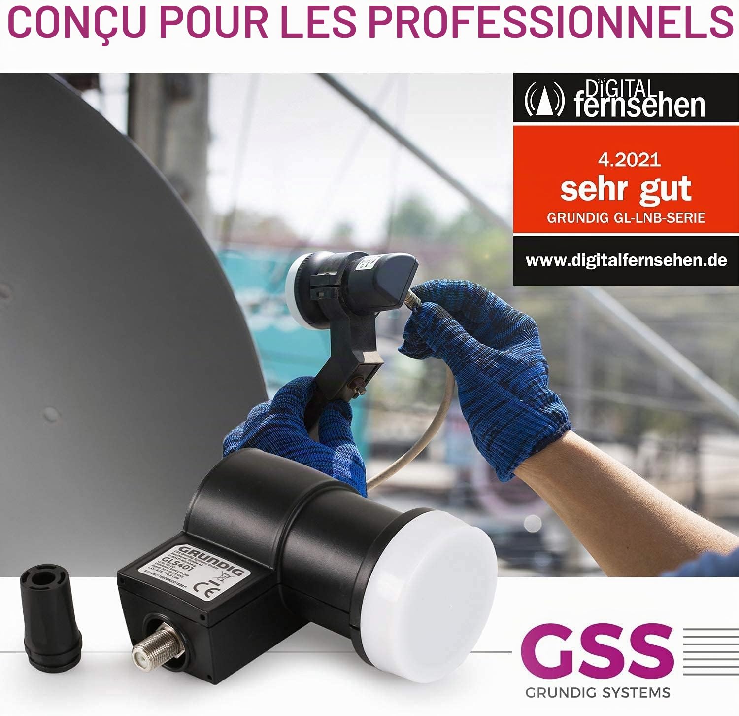 [Test très bien*] GSS Single LNB pour antenne satellite – pour 1 participant, LNC numérique 1 voie avec filtre LTE, réception HDTV Full HD, 4K, pour récepteur satellite, TV satellite + aide à la