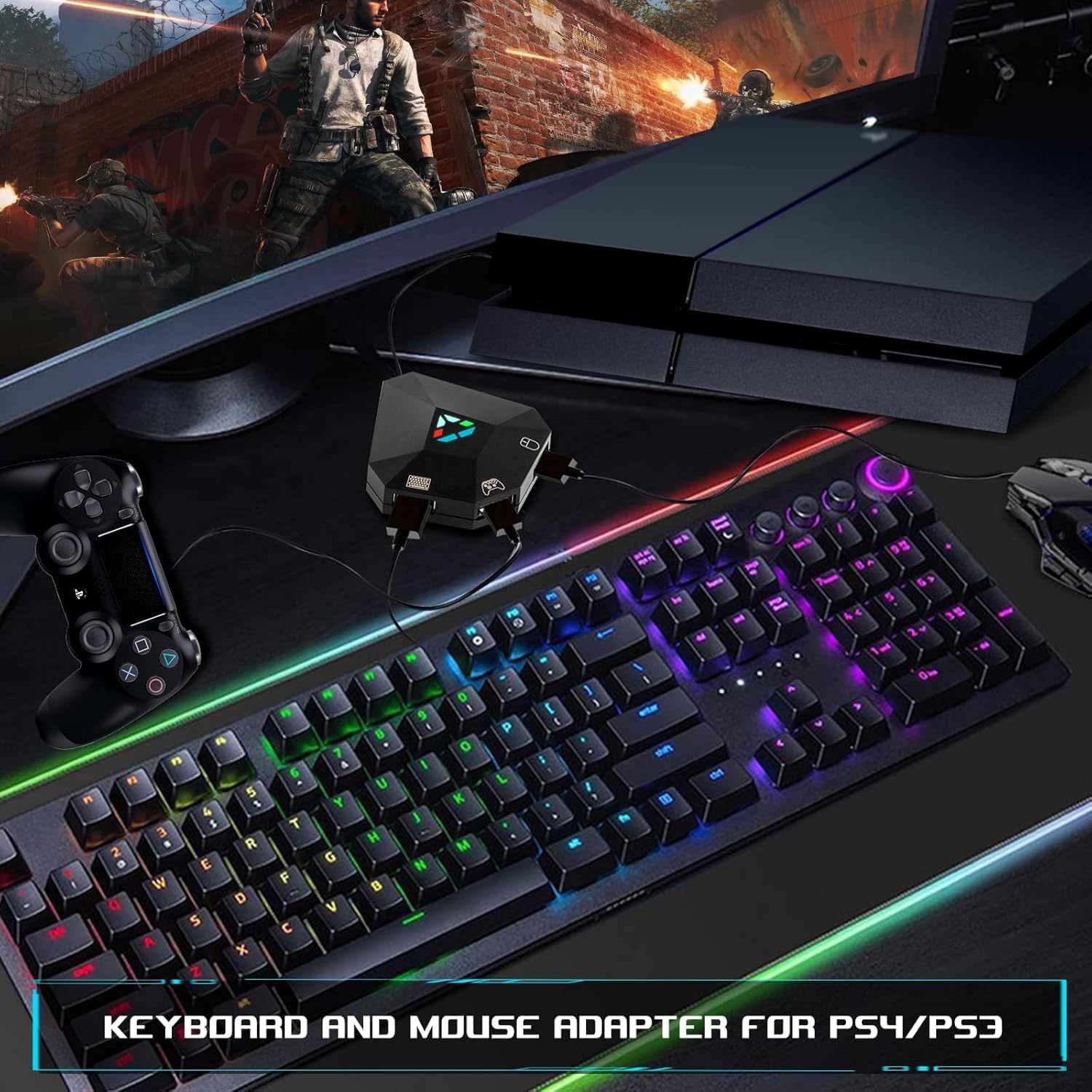 Tastatur und Maus Adapter für Nintendo Switch/PS4/PS3/Xbox One/Xbox 360 Consoles, Gaming Tastatur Maus konverter Support Custom Mapping & Mouse Sensitivity Adjustment
