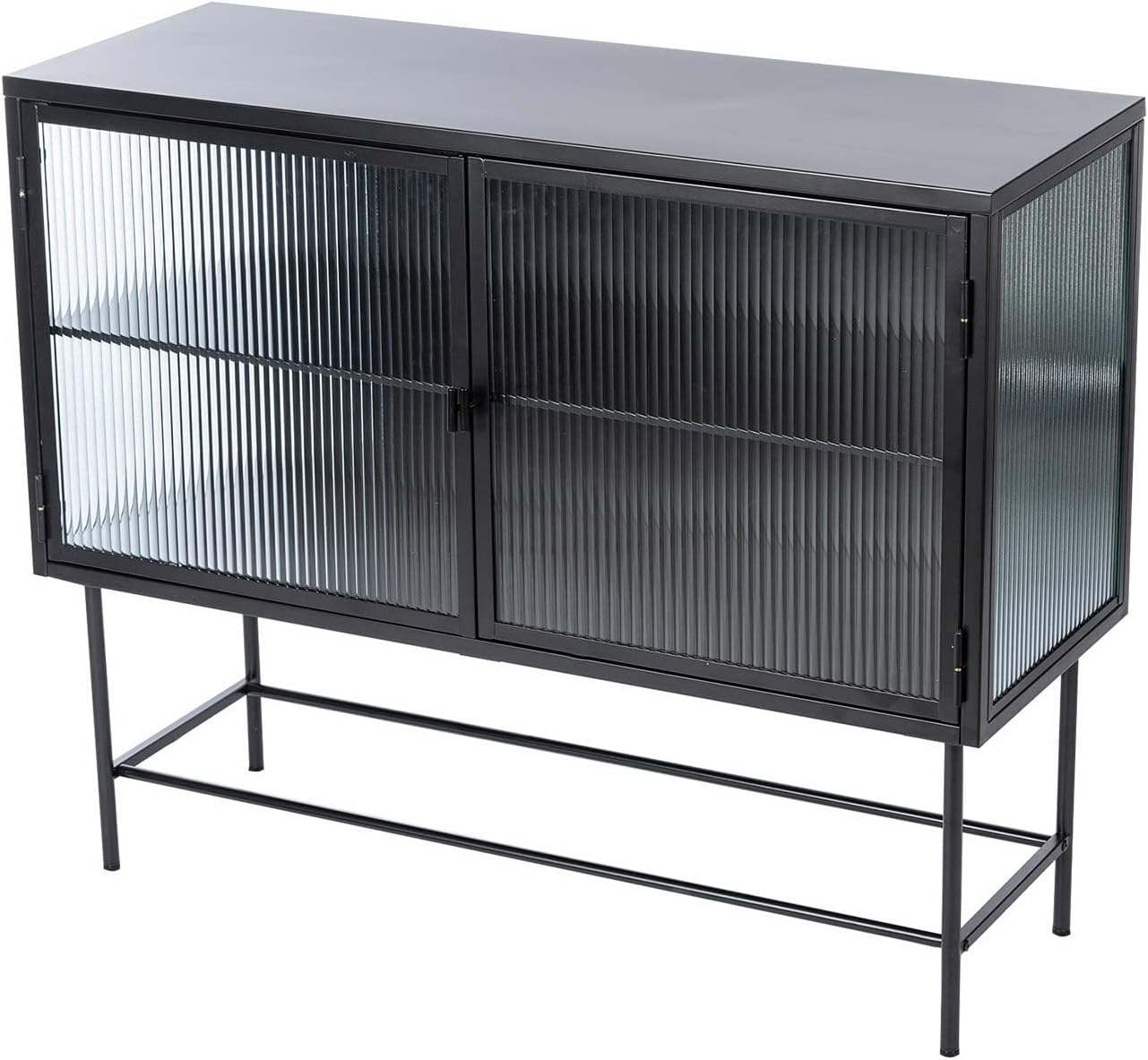 Retro Style Fluted Glass 2 Doors Sideboard Buffet