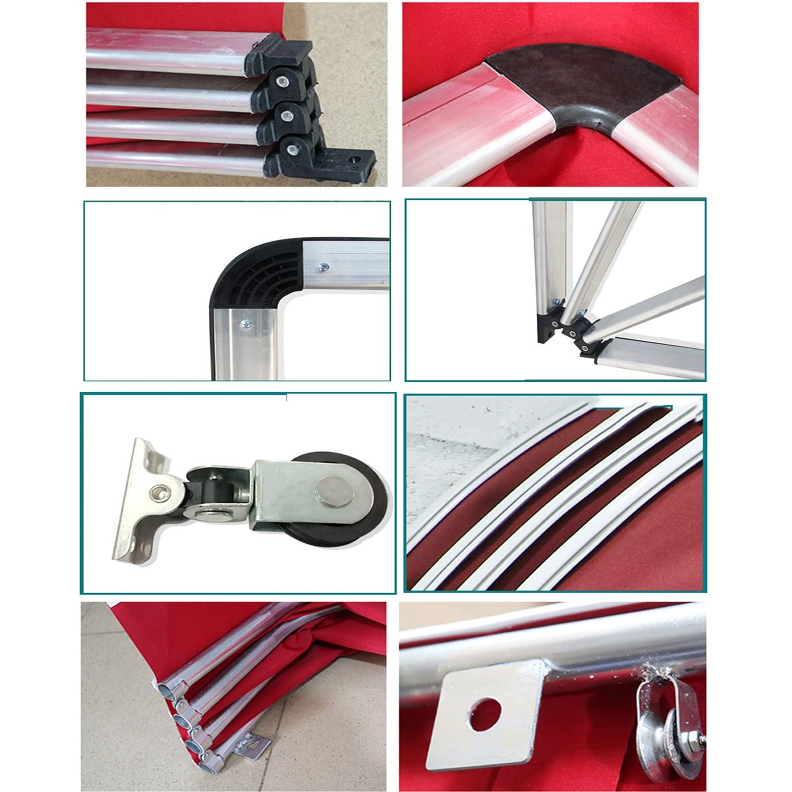 Wysuwany okrągły baldachim - składany aluminiowy, odporny na promieniowanie UV i wodę pokrowiec przeciwdeszczowy do drzwi/okna/pokładu, poliester 280 g/m², 5 kolorów, 8 rozmiarów (czarny, 135 cm)