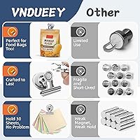 Vista 9 de VNDUEEY Paquete de 6 imanes plateados para refrigerador, clips magnéticos para pizarra blanca, clips magnéticos resistentes, clips con imanes