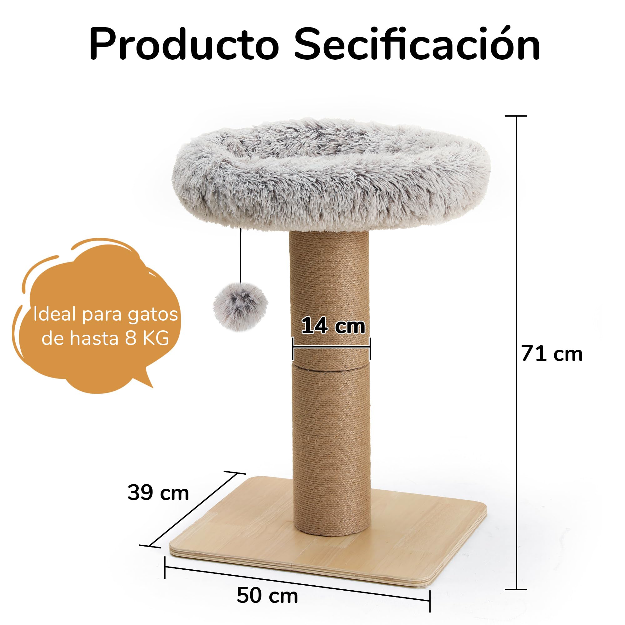 FUKUMARU Poste rascador para gatos, rascador para gatos de 30 pulgadas de alto con percha para gatos de interior, torre para gatos pequeños con cama y poste de 5.5 pulgadas de ancho, muebles de árbol