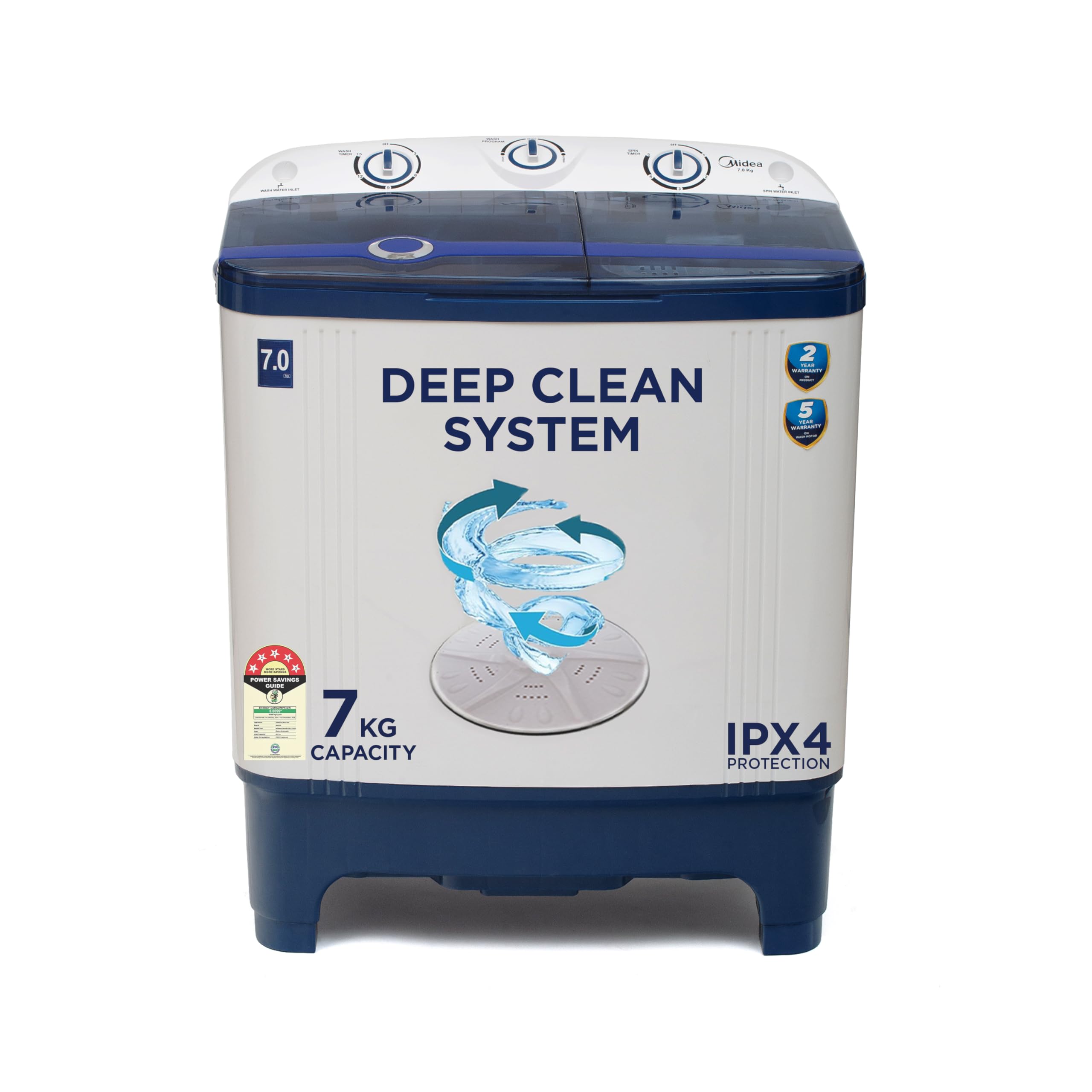 Midea 7 kg Semi Automatic Top Load Washing Machine Blue, White (MWMSA070PPG(BW))-image-13