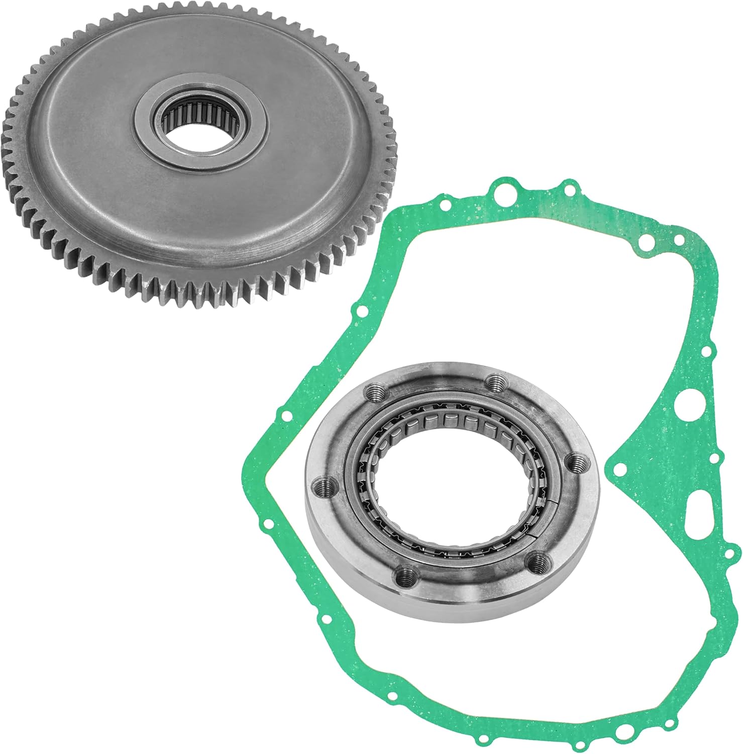 Caltric Starter Clutch and Driven Gear with Gasket Compatible with Suzuki Lt F400 F Eiger 400 2002-2007